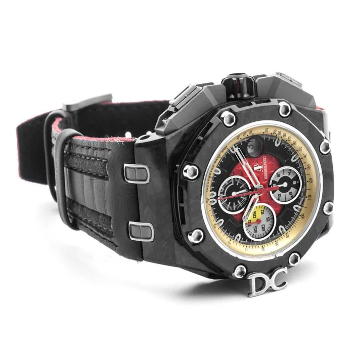 Royal Oak Offshore 26290IO 44mm céramique JF cadran noir/rouge sur bracelet en cuir noir A3126 – Image 4