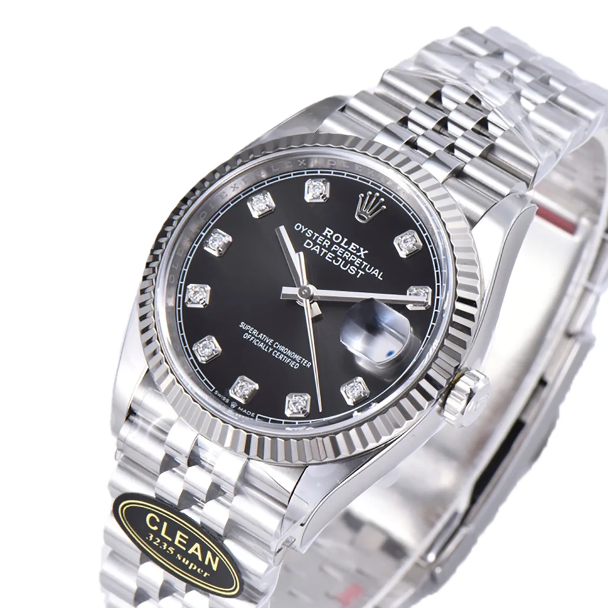 Datejust 36 126234 esfera negra brillante con índices de diamantes en acero con brazalete Jubilee - Imagen 2