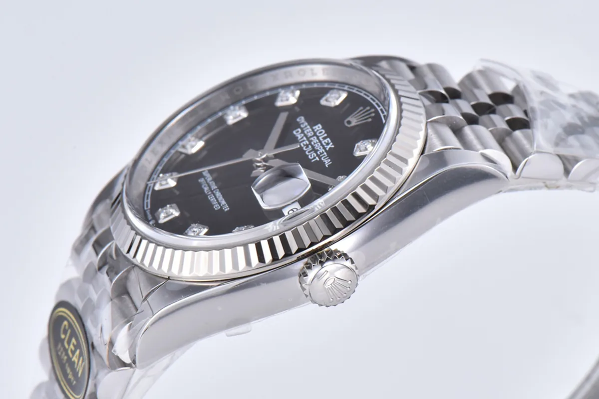 Datejust 36 126234 esfera negra brillante con índices de diamantes en acero con brazalete Jubilee - Imagen 5