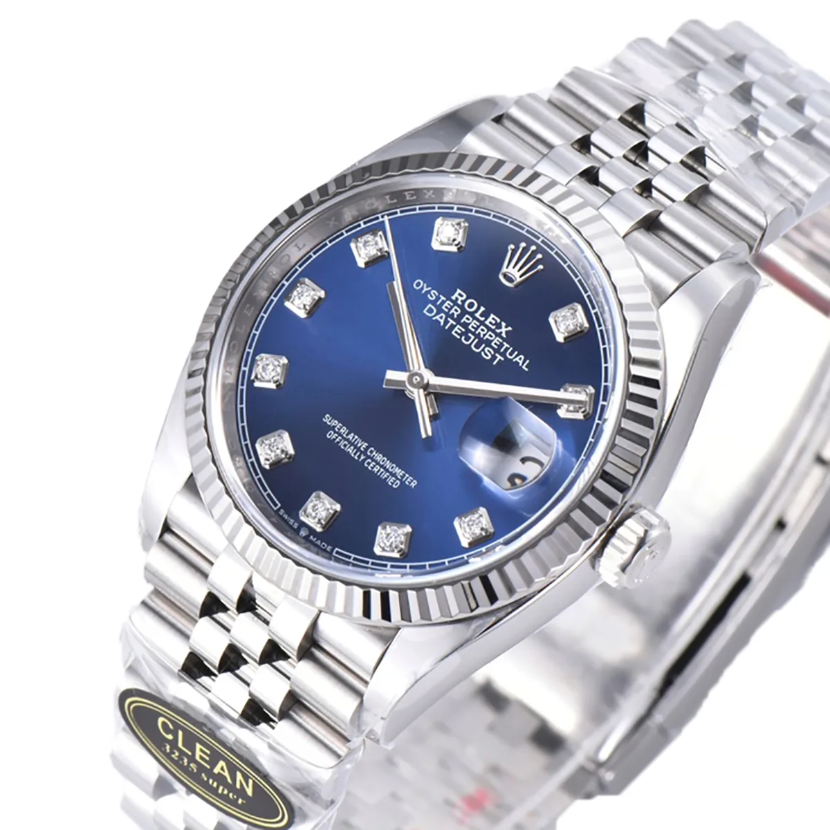 Datejust 36 126234 leuchtend blaues Zifferblatt mit Diamantindizes in Stahl am Jubilé-Armband – Bild 2