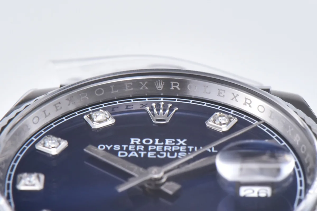 Datejust 36 126234 leuchtend blaues Zifferblatt mit Diamantindizes in Stahl am Jubilé-Armband – Bild 5