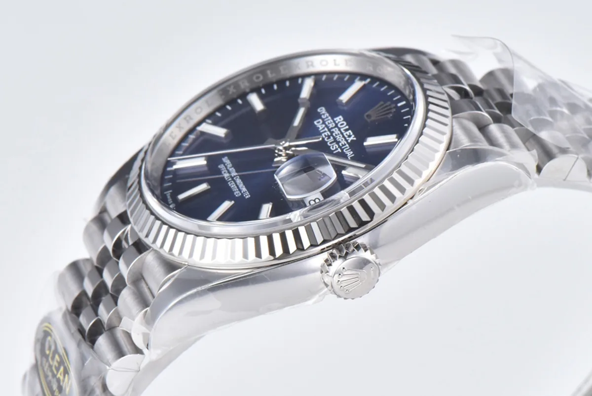 Datejust 36 126234 quadrante blu brillante con indici a bastone in acciaio su bracciale Jubilee Clean Factory - immagine 6
