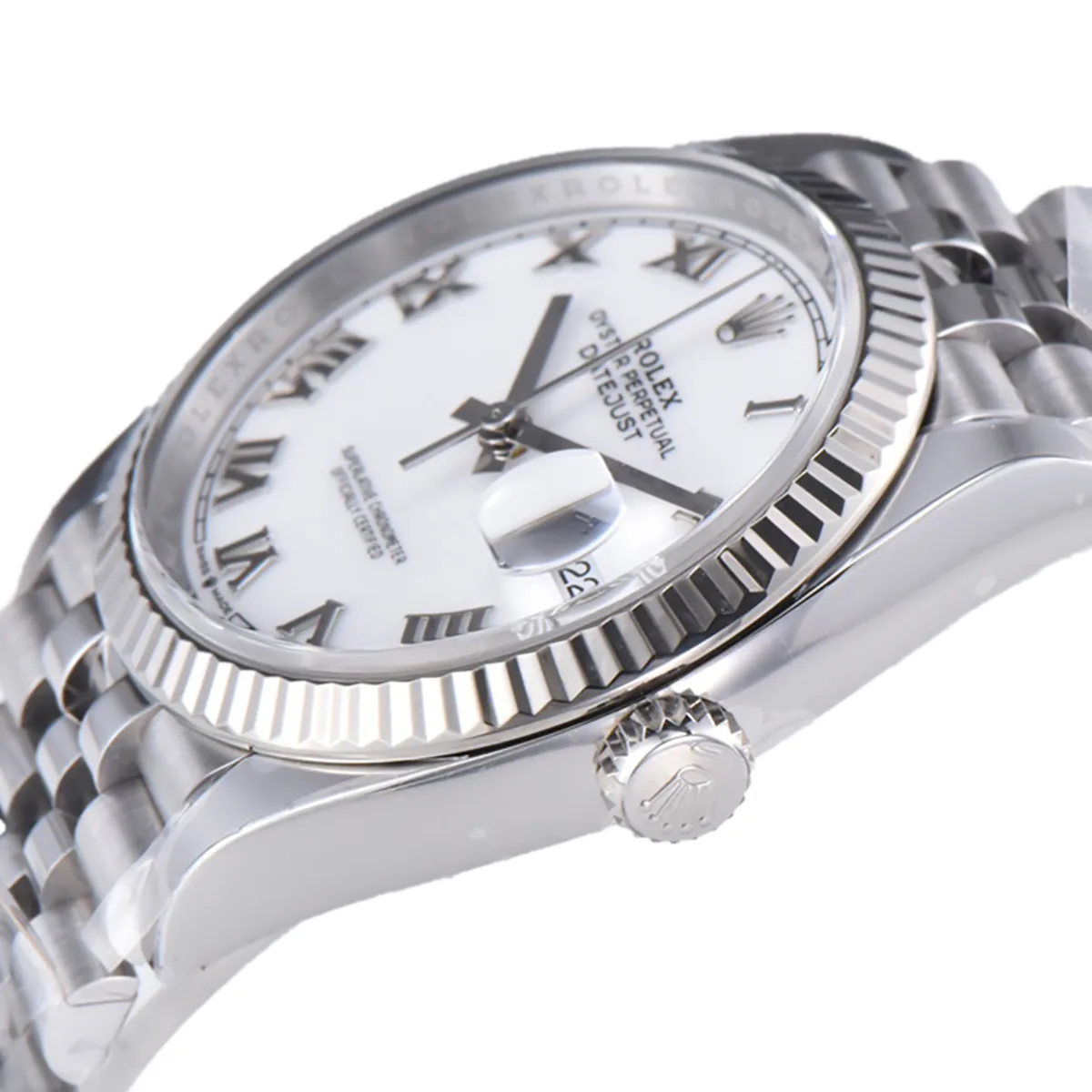 Datejust 36 126234 weißes Zifferblatt mit römischen Indizes in Stahl am Jubilé-Armband – Bild 2