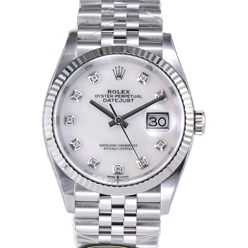 Datejust 36 126234 White MOP Dial with Diamond Marker in Steel in Jubilee Bracelet