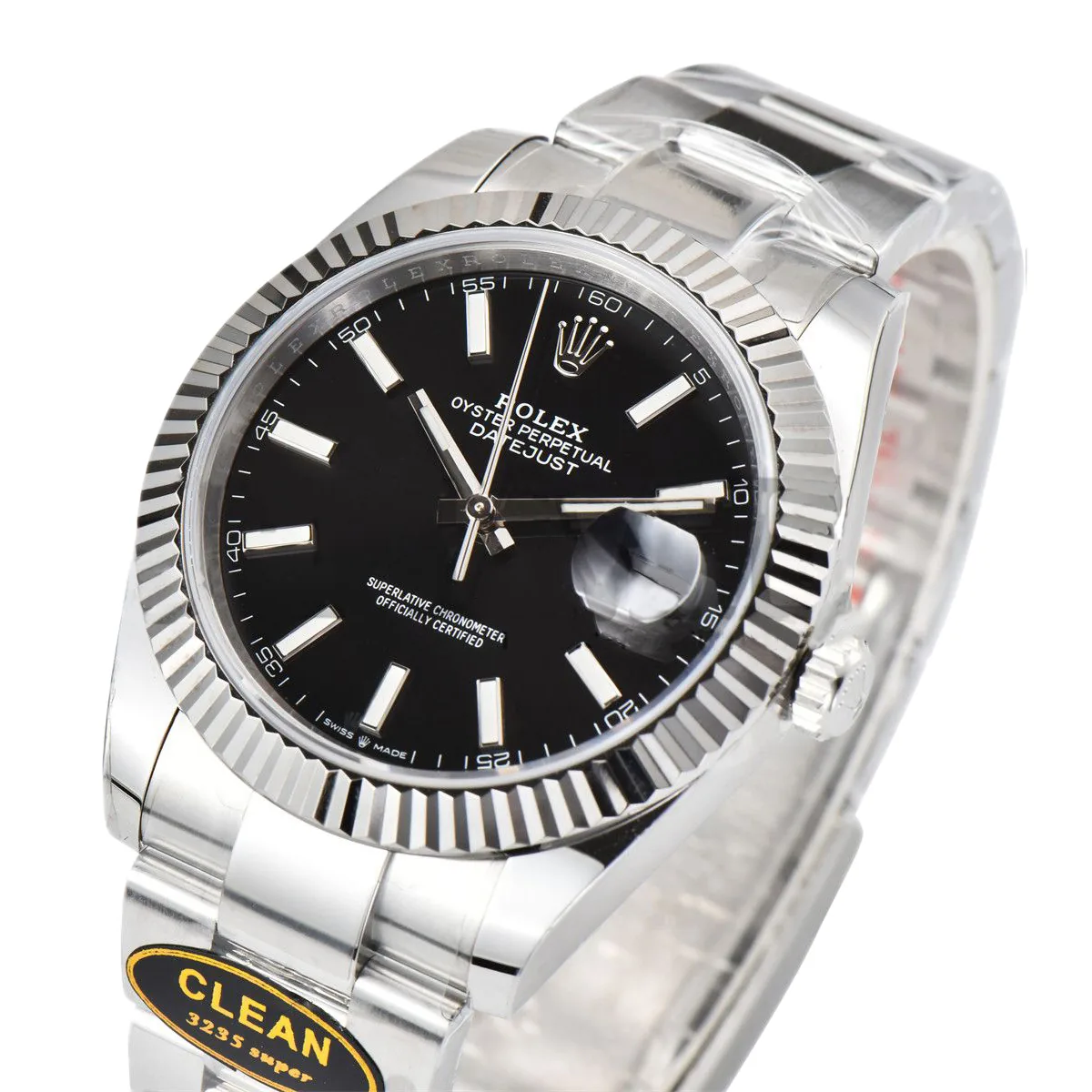 Datejust 41 126334 Clean Factory cadran noir brillant index bâtons sur bracelet Oyster – Image 3