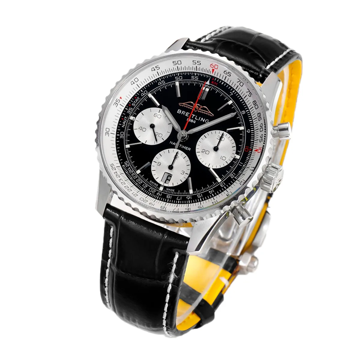 Navitimer B01 Chronograph 43 esfera negra en acero con correa de piel Ref. AB0138211B1P1 - Imagen 2