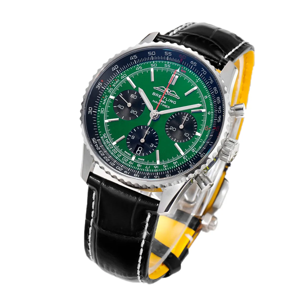 Navitimer B01 Chronograph 43 esfera verde oscuro en acero con correa de piel - Imagen 2