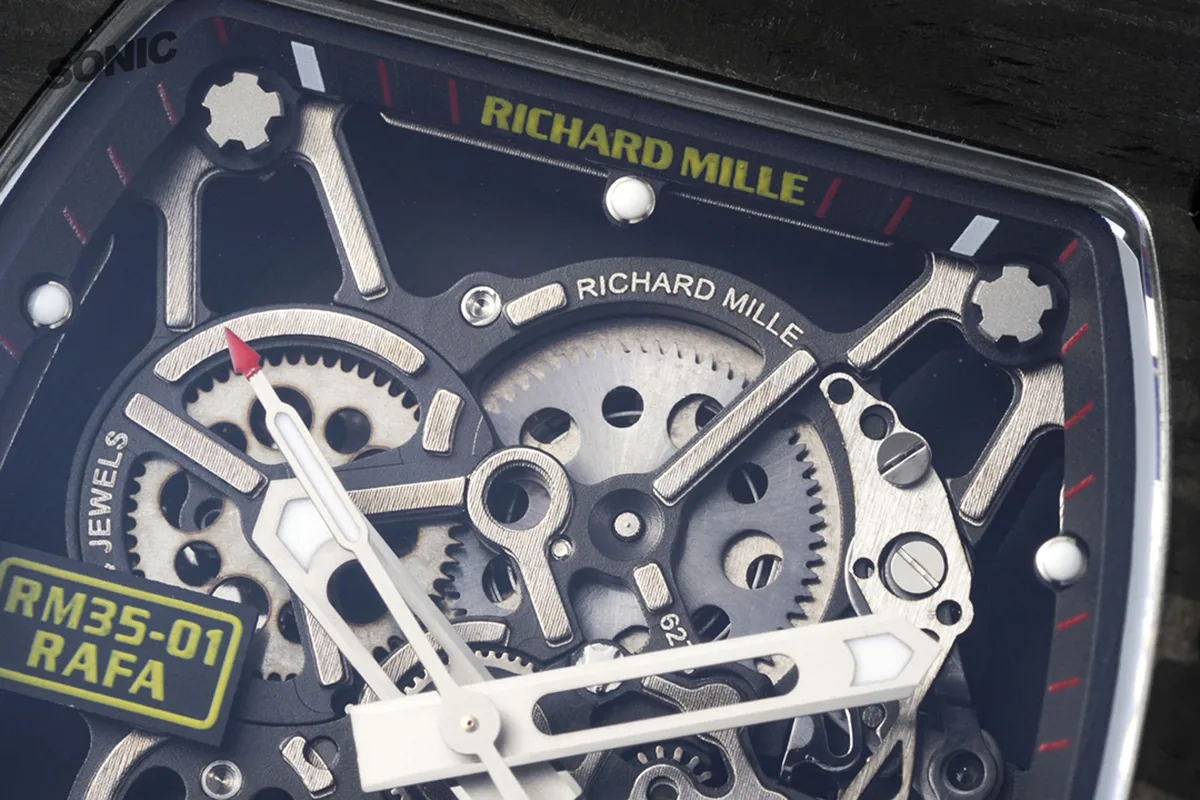 RM 035-01 Rafael Nadal carbone NTPT sur bracelet en nylon gris (Sonic) – Image 4