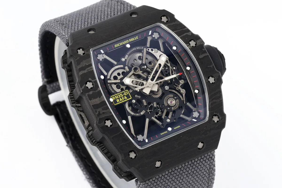 RM 035-01 Rafael Nadal carbone NTPT sur bracelet en nylon gris (Sonic) – Image 2