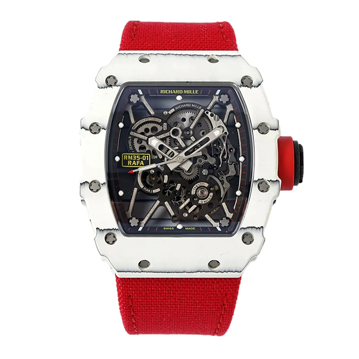 RM 035-01 Rafael Nadal NTPT blanc sur bracelet en nylon rouge (Sonic)