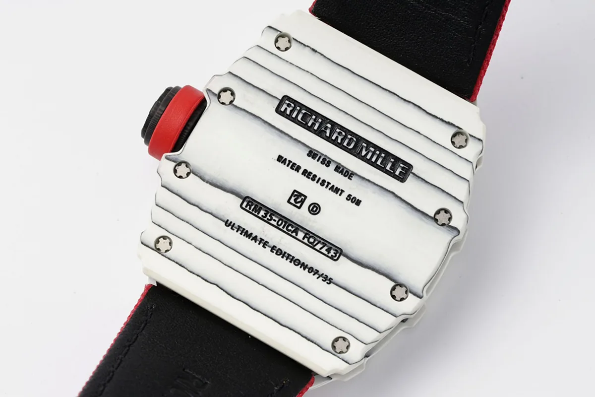 RM 035-01 Rafael Nadal NTPT blanc sur bracelet en nylon rouge (Sonic) – Image 8