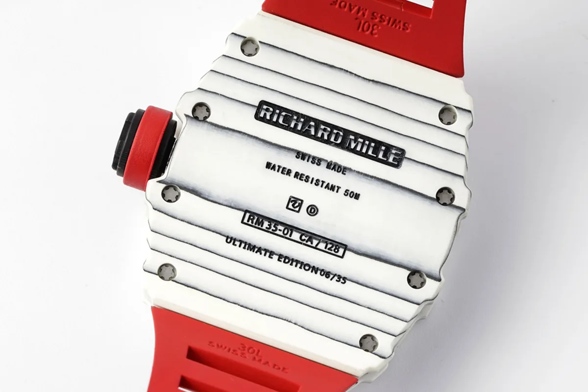RM 035-01 Rafael Nadal NTPT blanc sur bracelet en caoutchouc rouge (Sonic) – Image 8