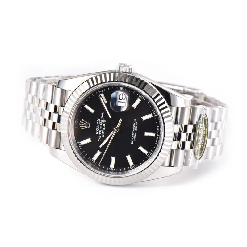 Datejust 41 Schwarzes Zifferblatt mit Strichindizes in Stahl Clean Factory – Bild 7
