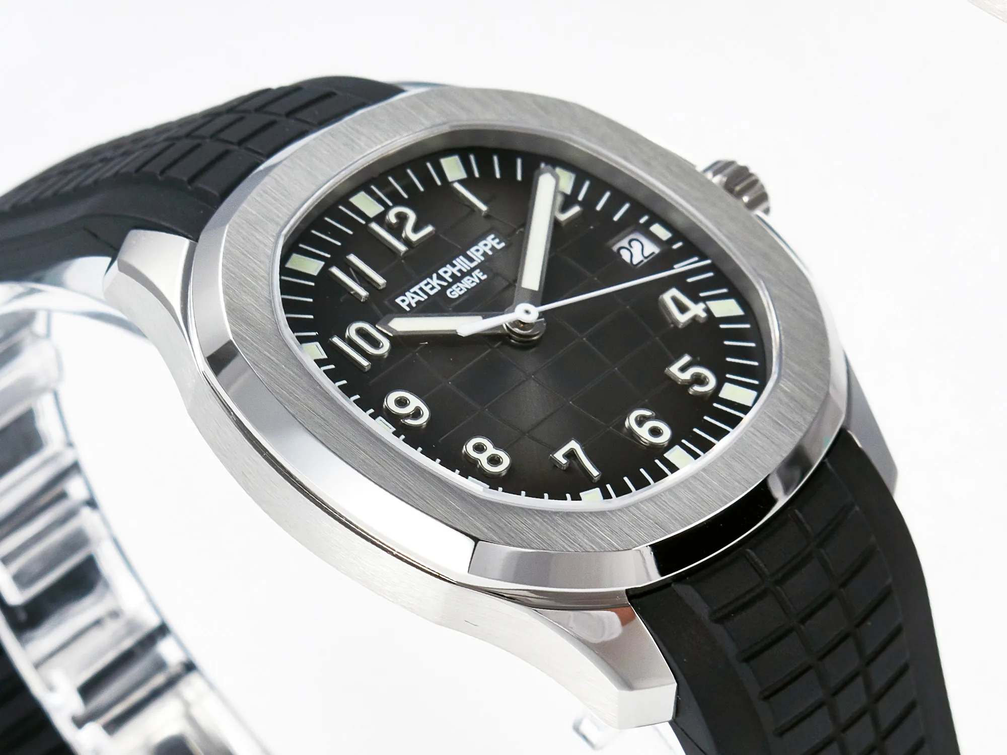 Aquanaut 5167 40mm SS 3KF 1:1 Best Edition schwarzes Zifferblatt am schwarzen Kautschukarmband A330 Super Clone V3 – Bild 7