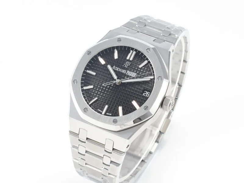 Royal Oak 41mm 15500 SS ZF 1:1 Best Edition schwarzes strukturiertes Zifferblatt am SS-Armband SA4302 Super Clone V3 – Bild 3