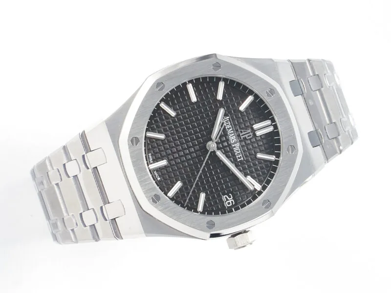 Royal Oak 41mm 15500 SS ZF 1:1 Best Edition schwarzes strukturiertes Zifferblatt am SS-Armband SA4302 Super Clone V3 – Bild 4
