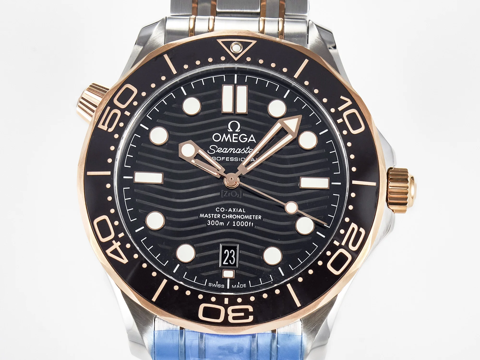 2018 Seamaster Diver 300M SS/RG VSF 1:1 Best Edition RG Bezel Black Dial on SS/RG Bracelet A8800