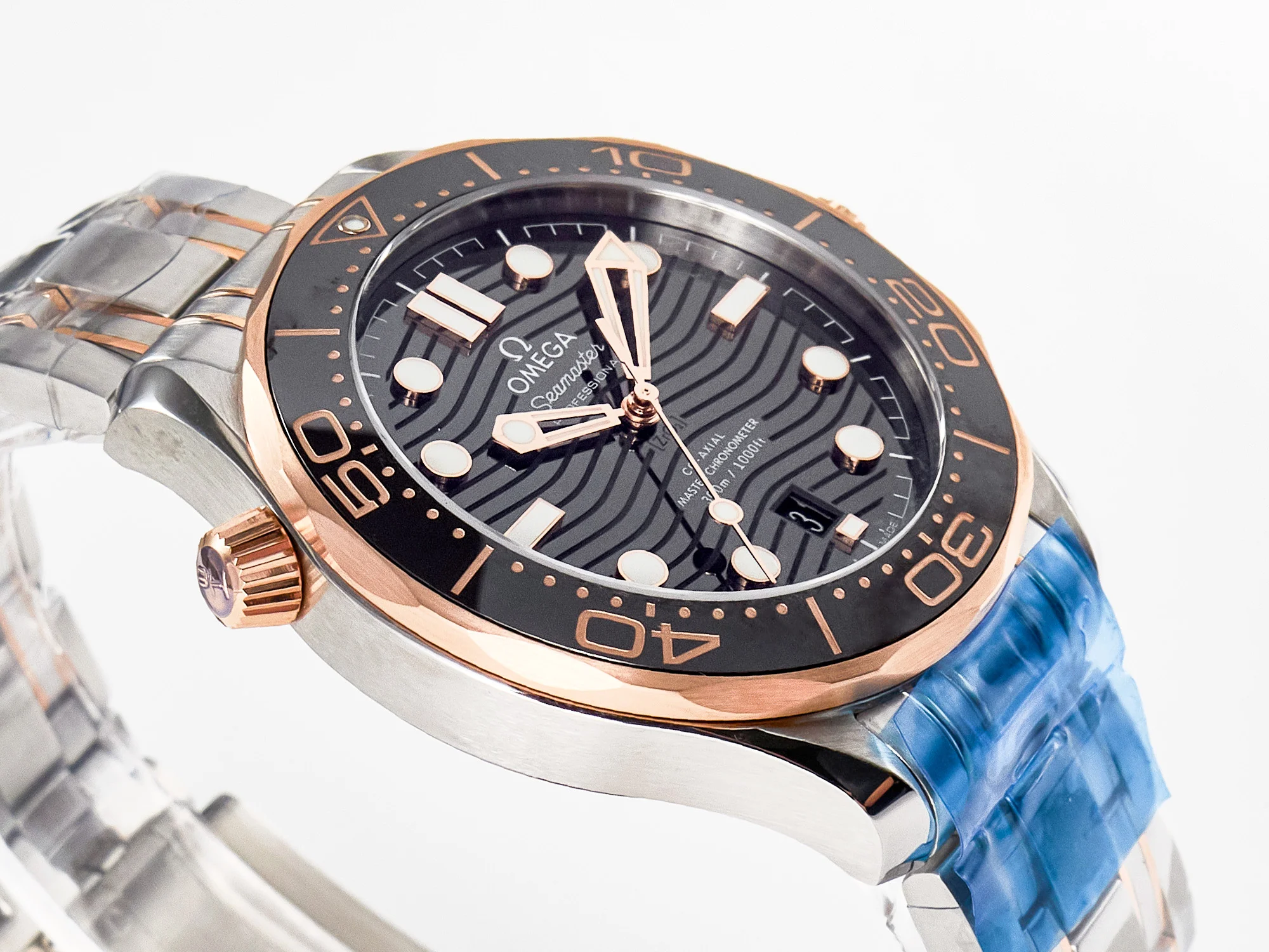 2018 Seamaster Diver 300M SS/RG VSF 1:1 Best Edition RG Bezel Black Dial on SS/RG Bracelet A8800