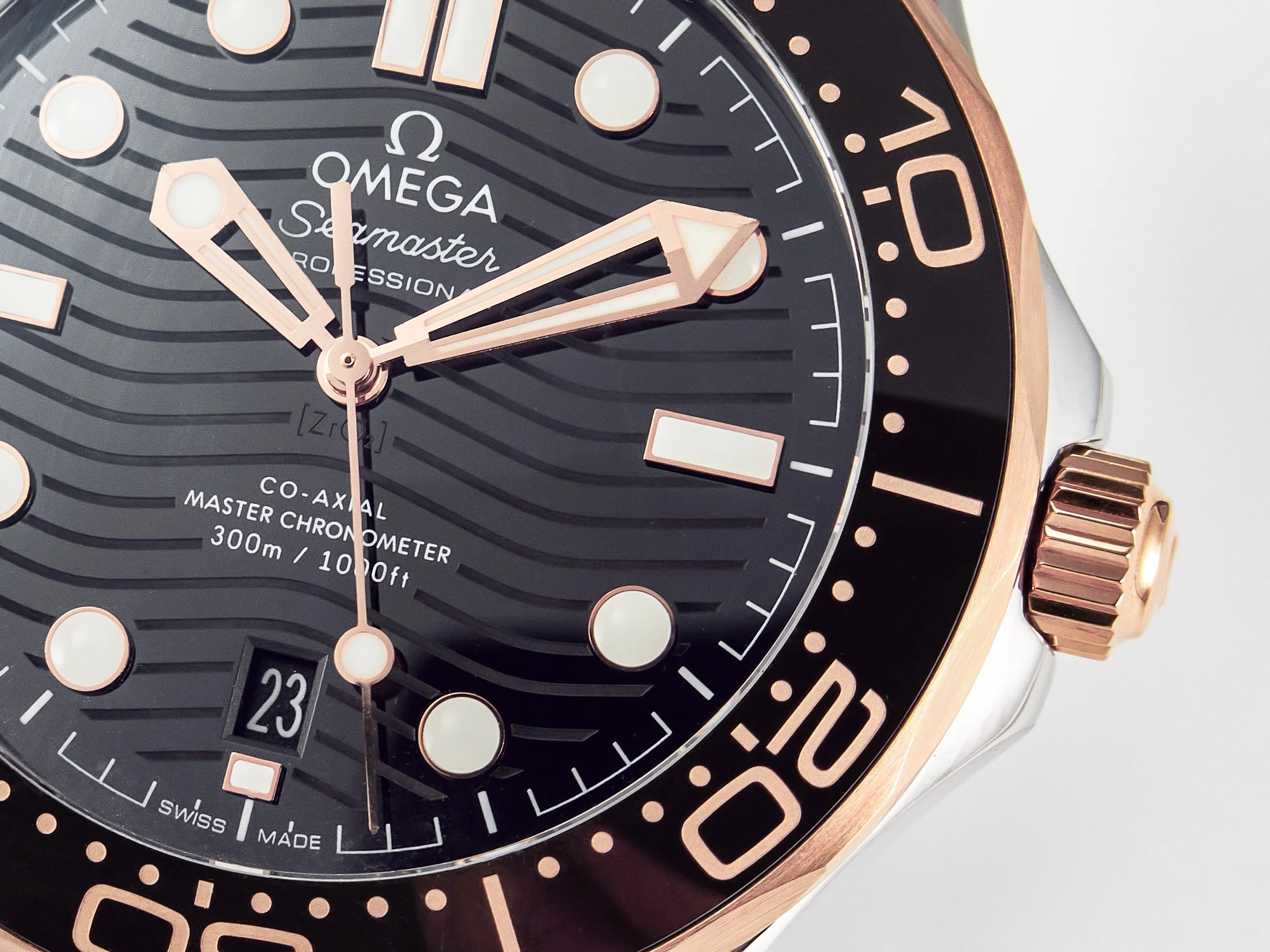 2018 Seamaster Diver 300M SS/RG VSF 1:1 Best Edition RG Bezel Black Dial on SS/RG Bracelet A8800