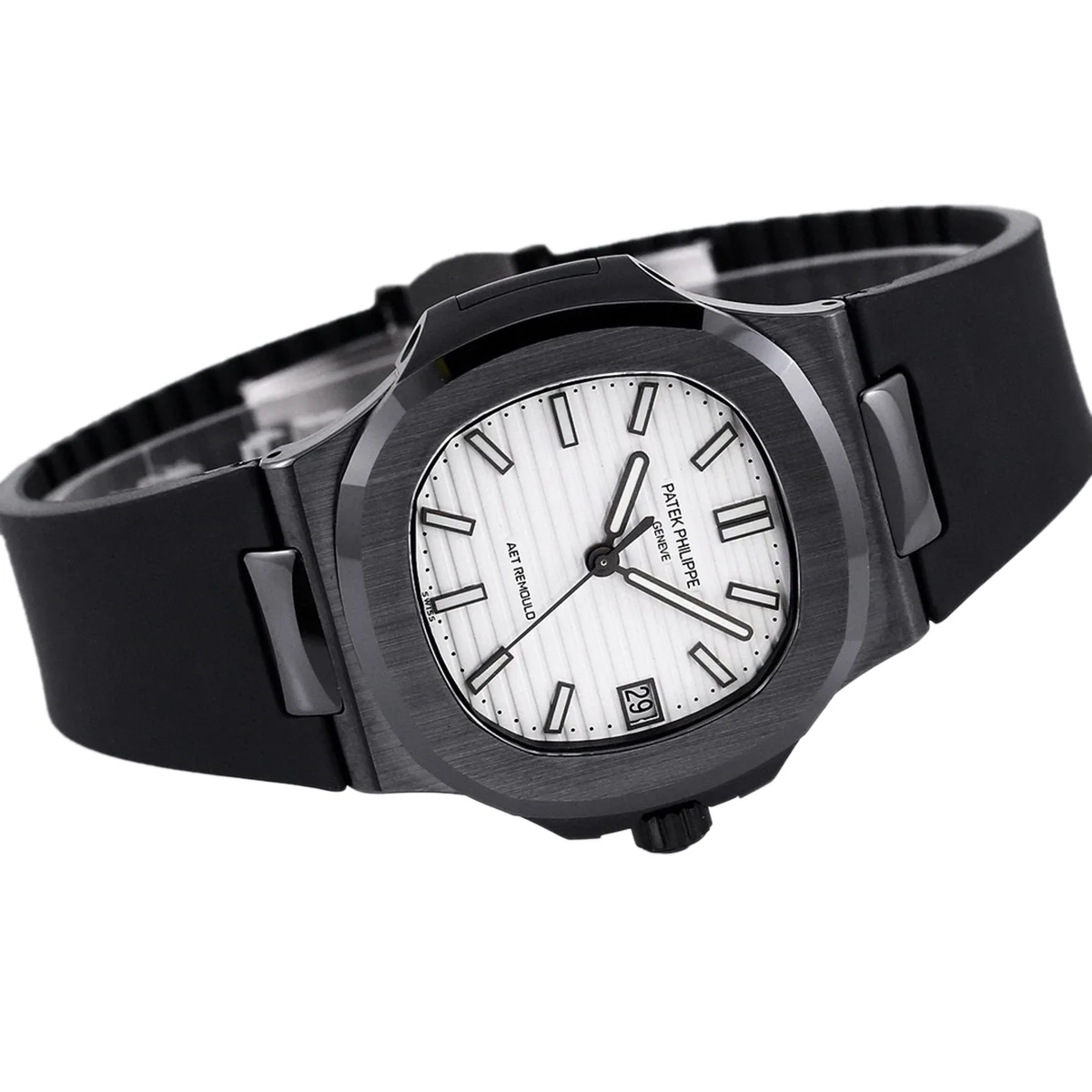 AET Nautilus 5711 White Dial Black Ceramic