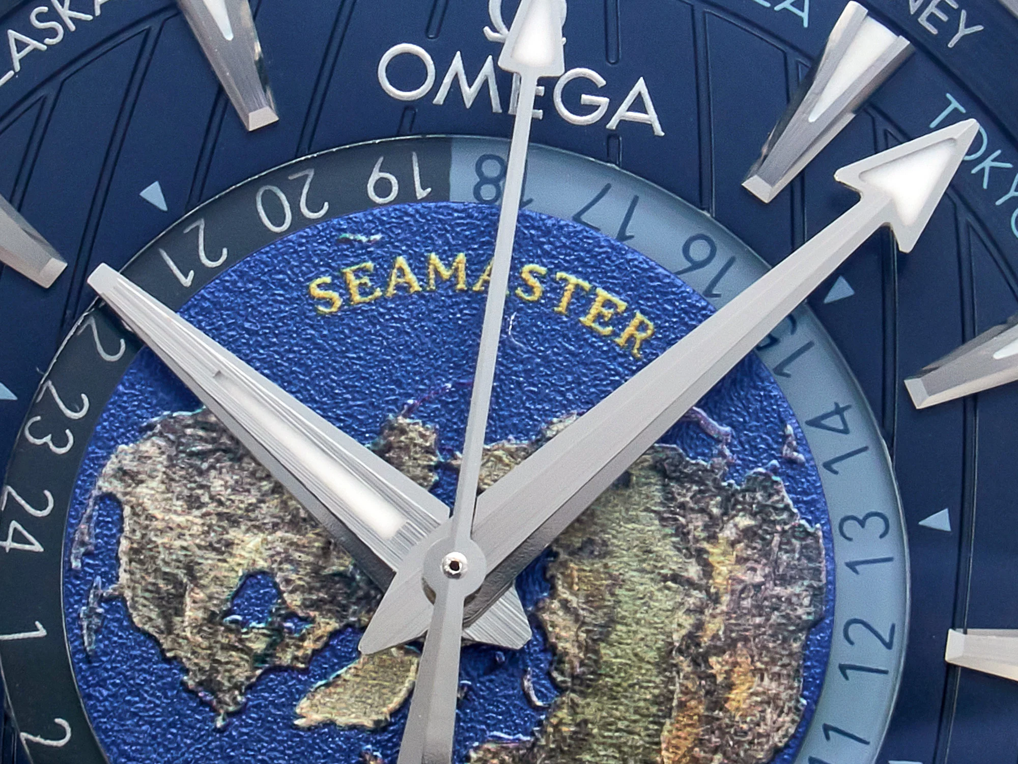 Aqua Terra 150M 43mm Worldtimer 24 VSF 1:1 Best Edition Blue Dial on SS Bracelet A8938 Super Clone