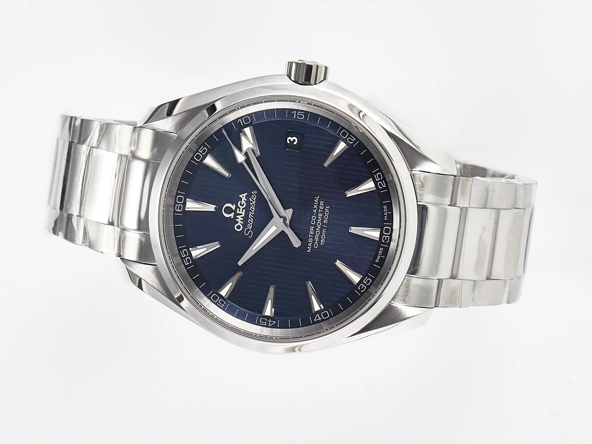 Aqua Terra 150M SS VSF 1:1 Best Edition Blue Textured Dial on SS Bracelet A8500 Super Clone