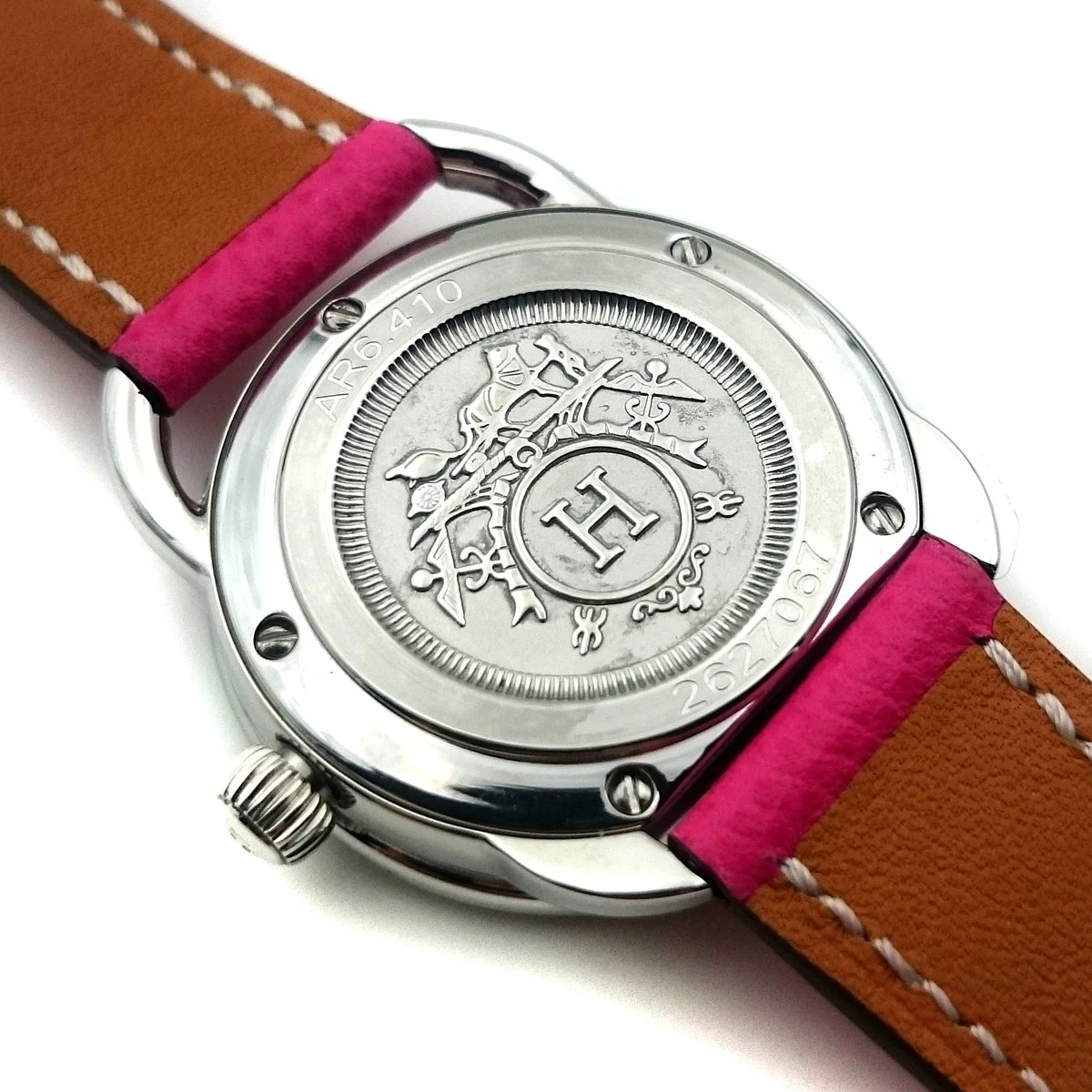 Arceau Steel on Pink Epsom Leather Strap