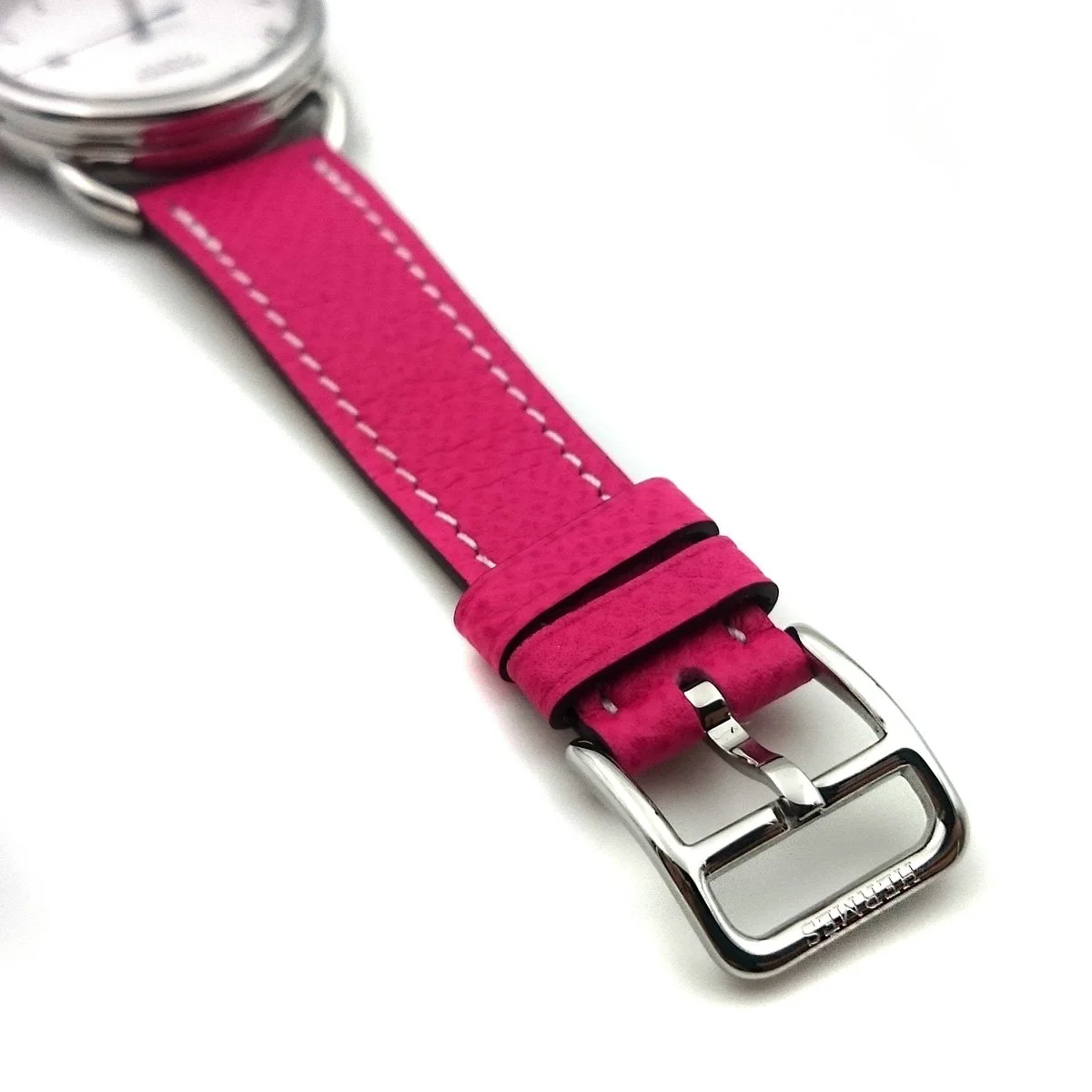 Arceau Steel on Pink Epsom Leather Strap