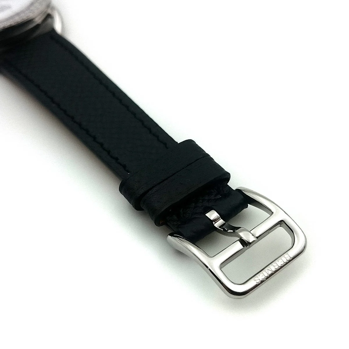 Arceau Steel with Diamond Bezel on Black Epsom Leather Strap