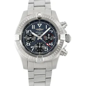 Avenger B01 Chronograph 45 Black Dial in Steel on Bracelet