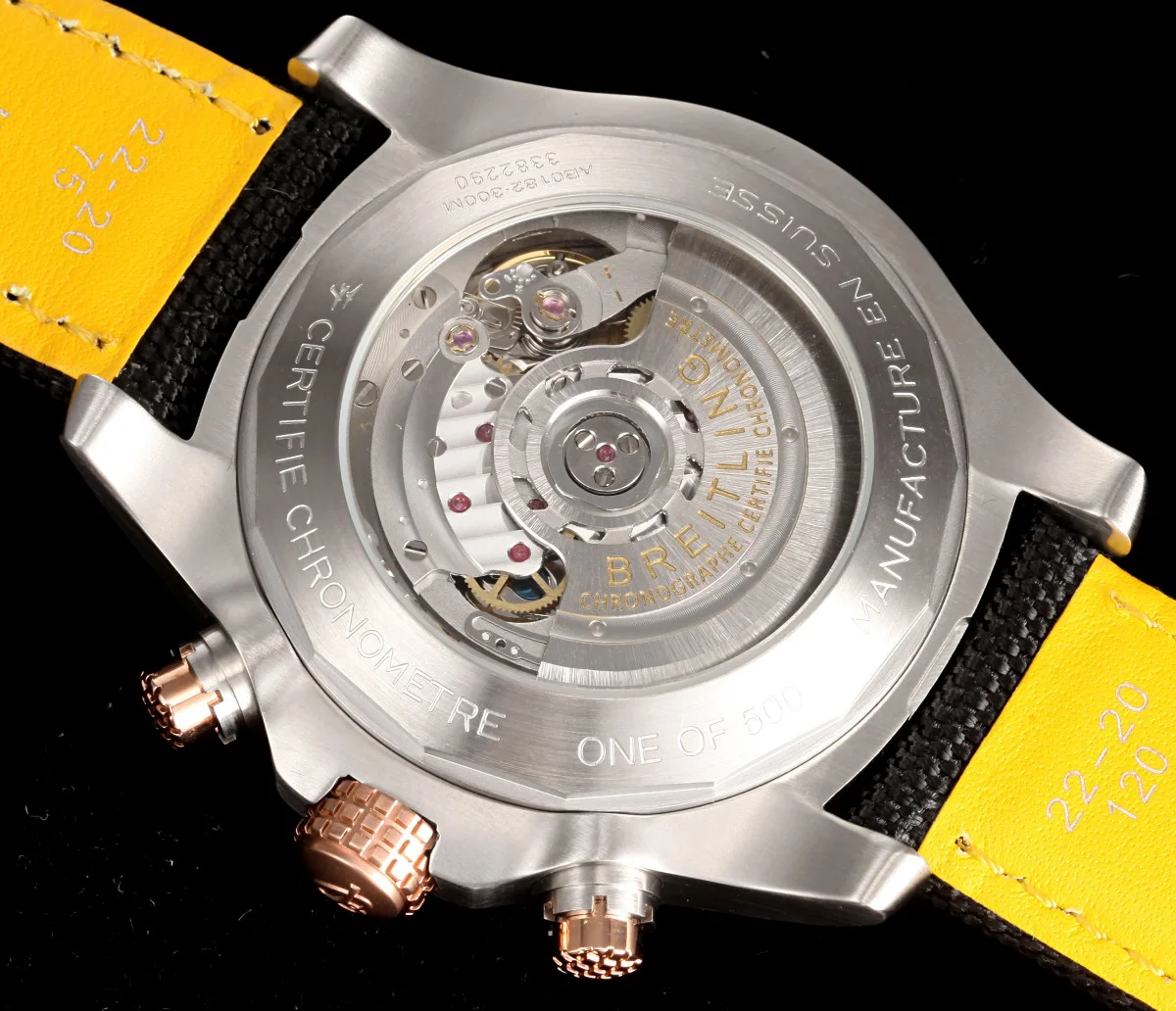 Avenger B01 Chronograph 45 Black Dial in Steel/Rose Gold