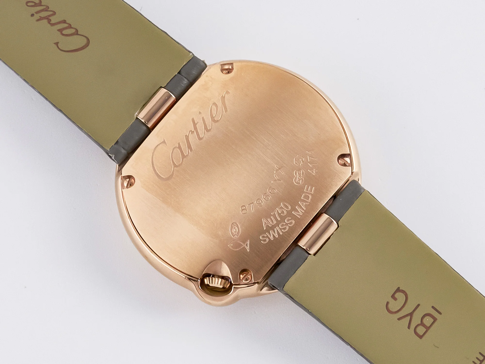 Ballon Blanc De Cartier 30mm RG DRF 1:1 Best Edition Silvered Texture Dial on Green Leather Strap Ronda Quartz