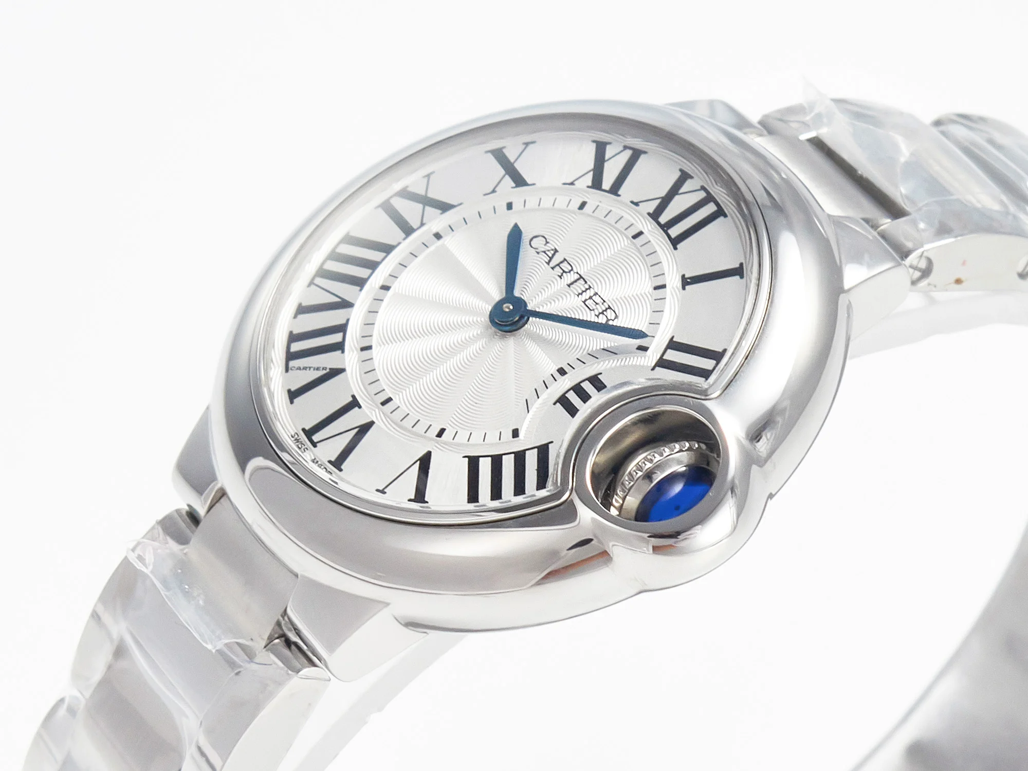 Ballon Bleu 33mm SS AF 1:1 Best Edition White Textured Dial on SS Bracelet Ronda Quartz