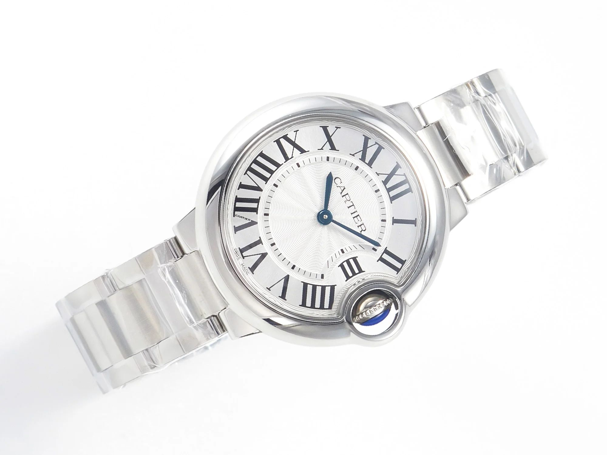 Ballon Bleu 33mm SS AF 1:1 Best Edition White Textured Dial on SS Bracelet Ronda Quartz