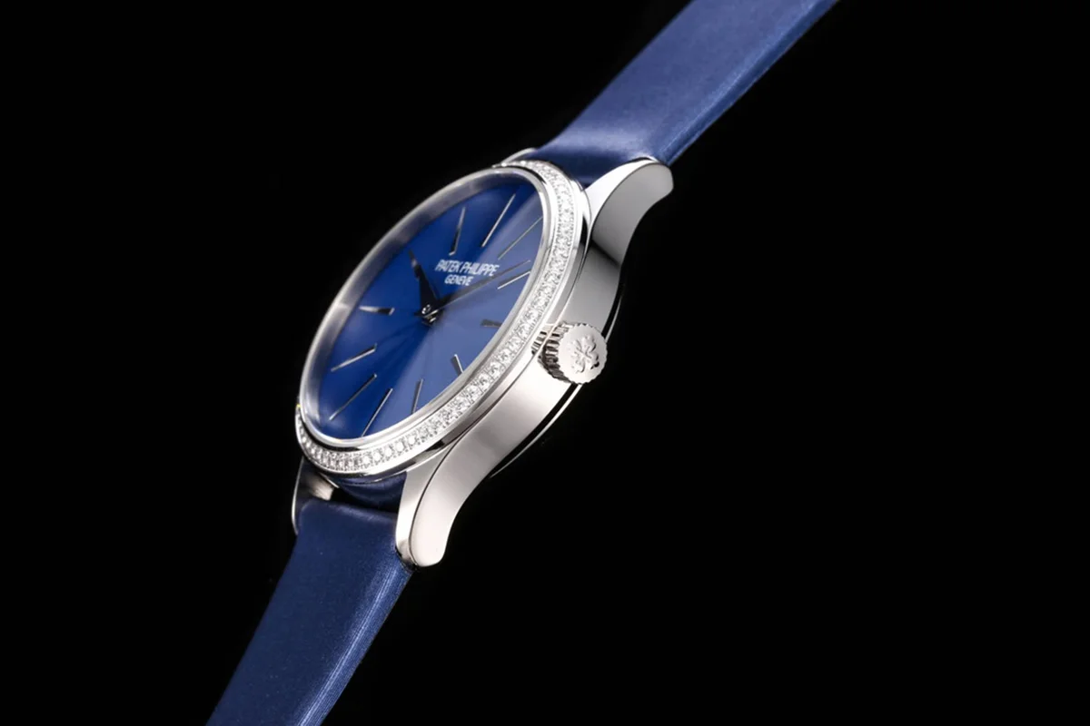 Calatrava 4997/200G Blue Dial in White Gold on Blue Leather Strap