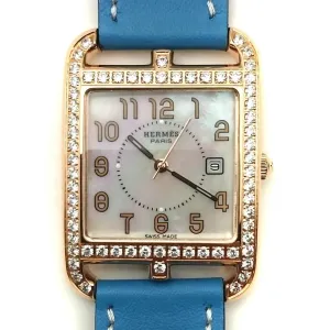 Cape Cod GM Quartz Rose Gold with Diamond Bezel on Light Blue Fjord Leather Strap