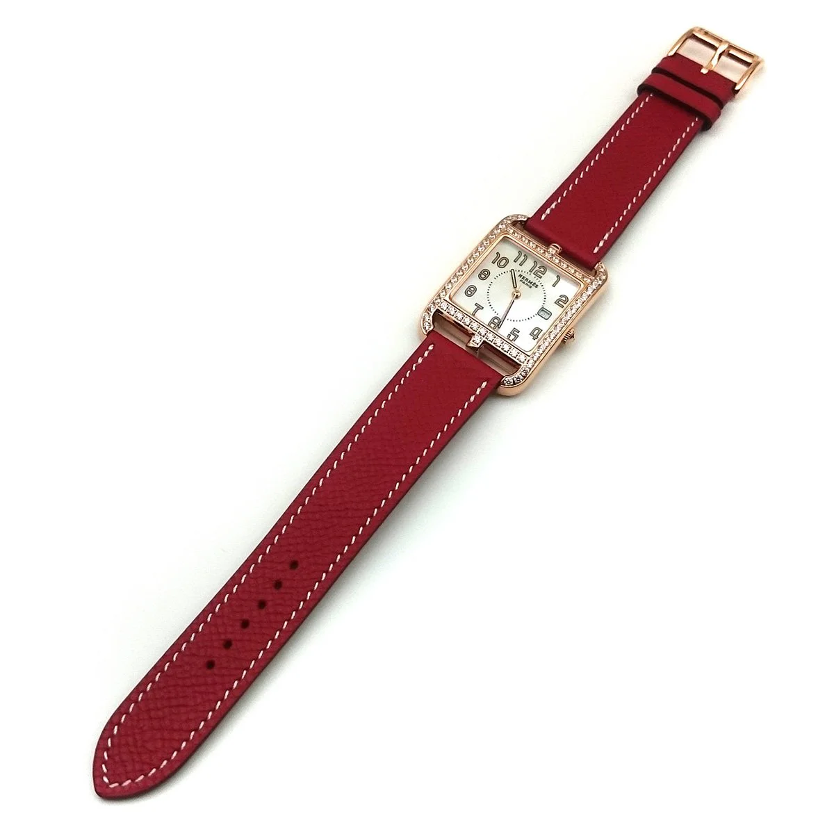 Cape Cod GM Quartz Rose Gold with Diamond Bezel on Red Epsom Leather Strap