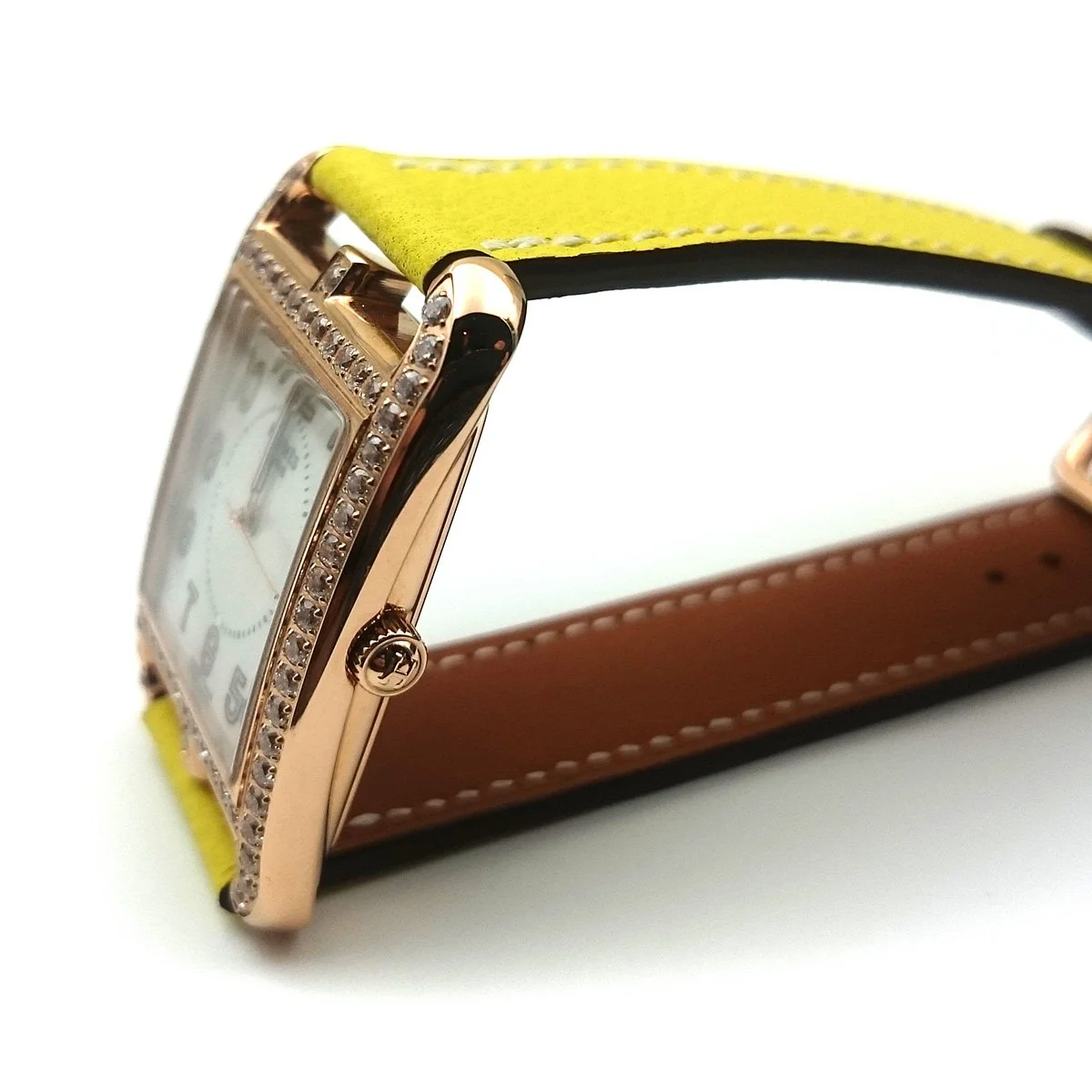 Cape Cod GM Quartz Rose Gold with Diamond Bezel on Yellow Epsom Leather Strap