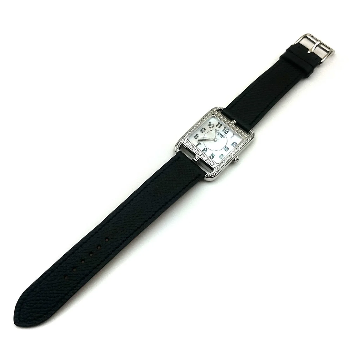 Cape Cod Steel with Diamond Bezel on Black Epsom Leather Strap