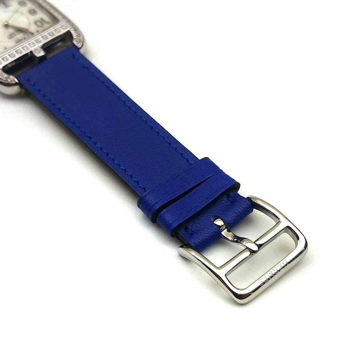 Cape Cod Steel with Diamond Bezel on Blue Fjord Leather Strap