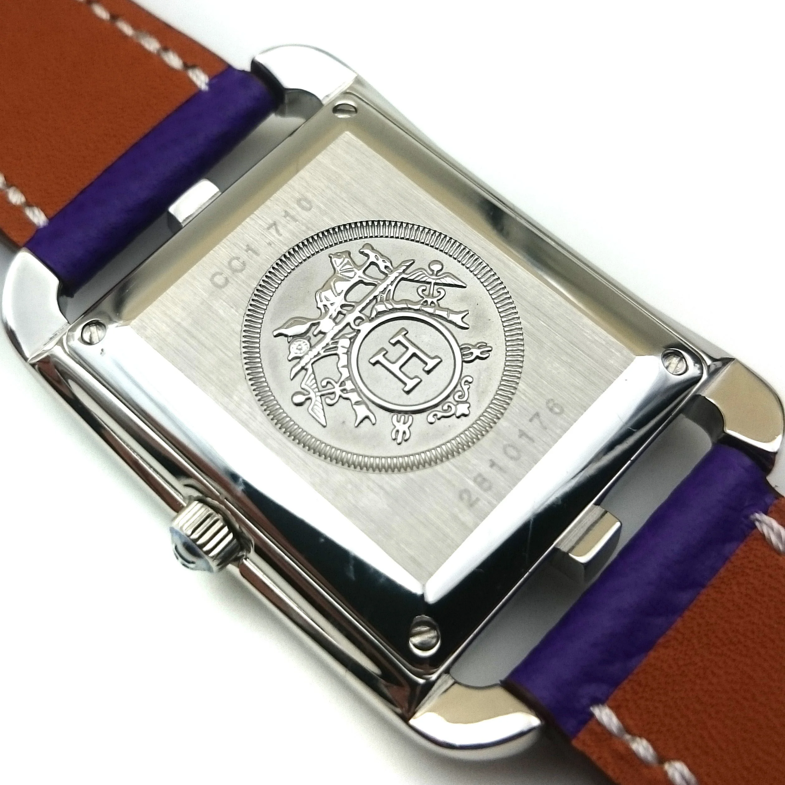 Cape Cod Steel with Diamond Bezel on Purple Epsom Leather Strap