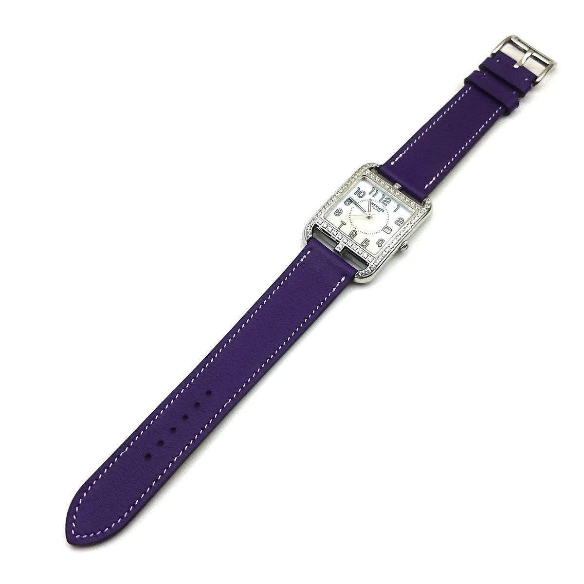 Cape Cod Steel with Diamond Bezel on Purple Fjord Leather Strap