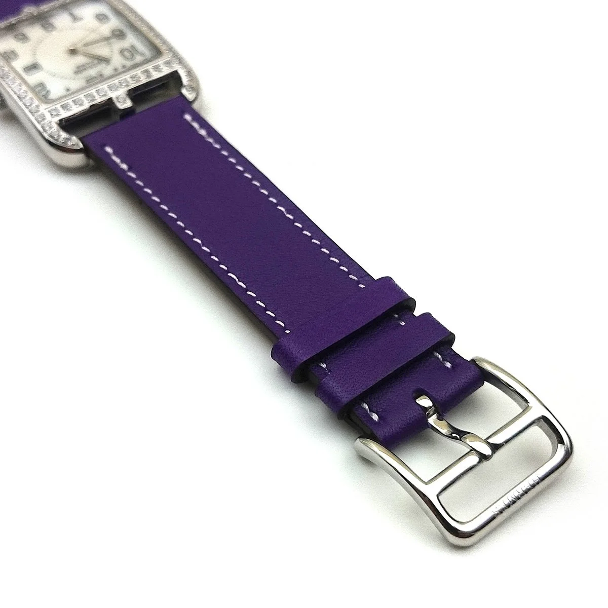 Cape Cod Steel with Diamond Bezel on Purple Fjord Leather Strap