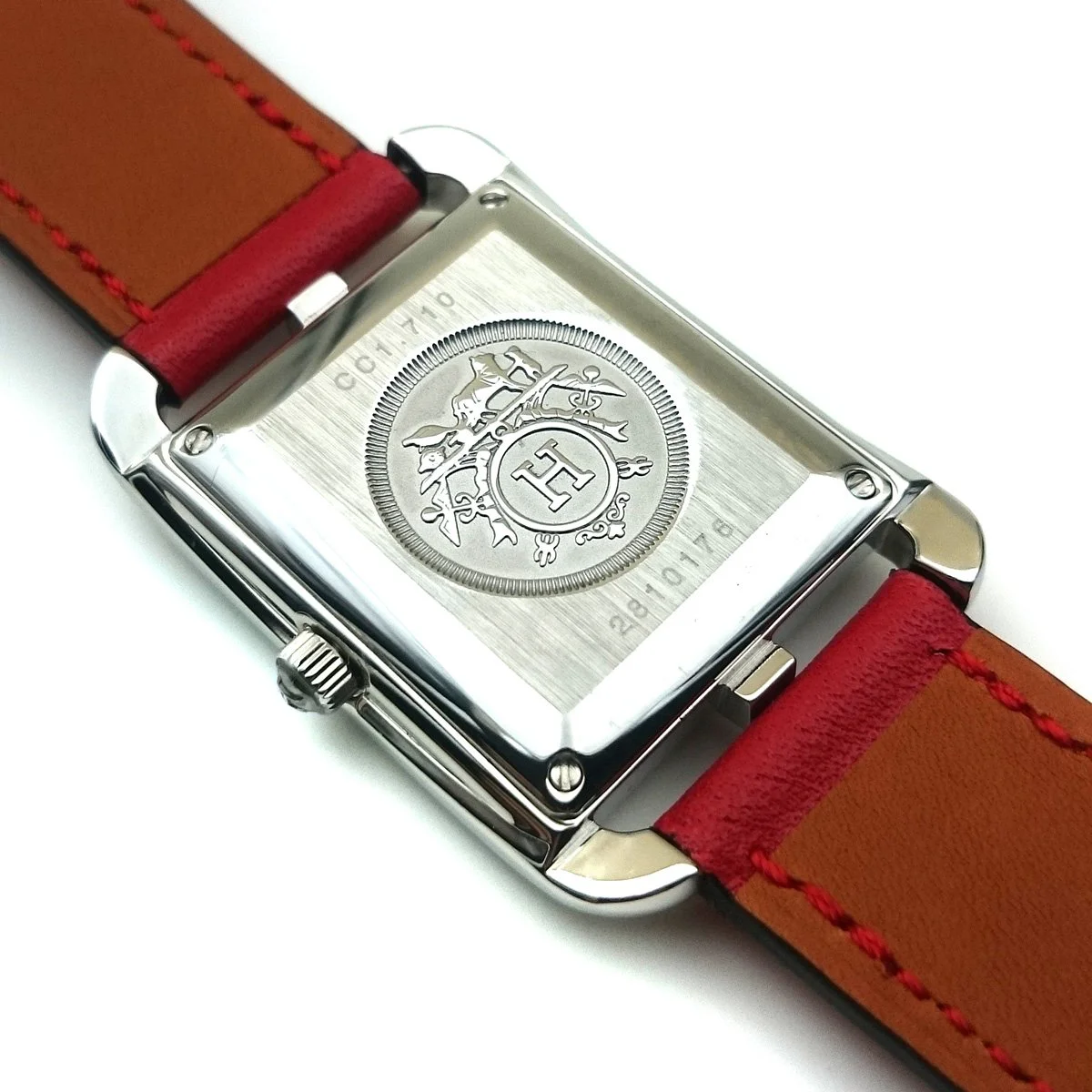 Cape Cod Steel with Diamond Bezel on Red Fjord Leather Strap