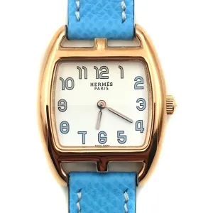 Cape Cod Tonneau Rose Gold on Light Blue Epsom Leather Strap