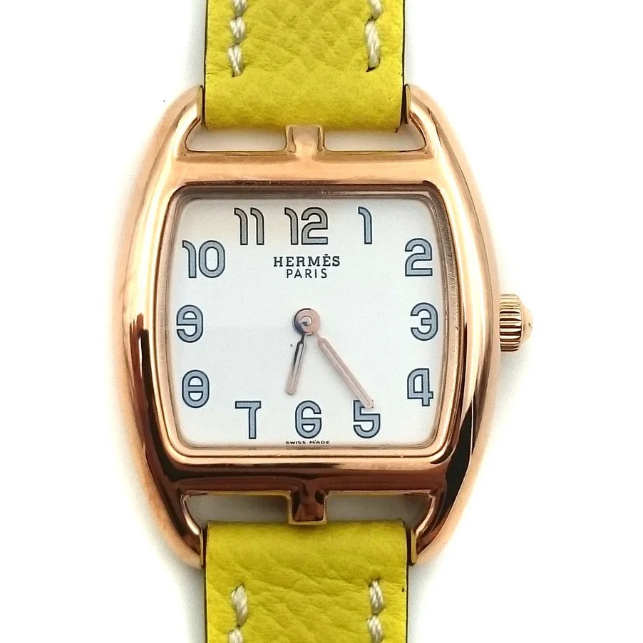 Cape Cod Tonneau Rose Gold on Yellow Epsom Leather Strap