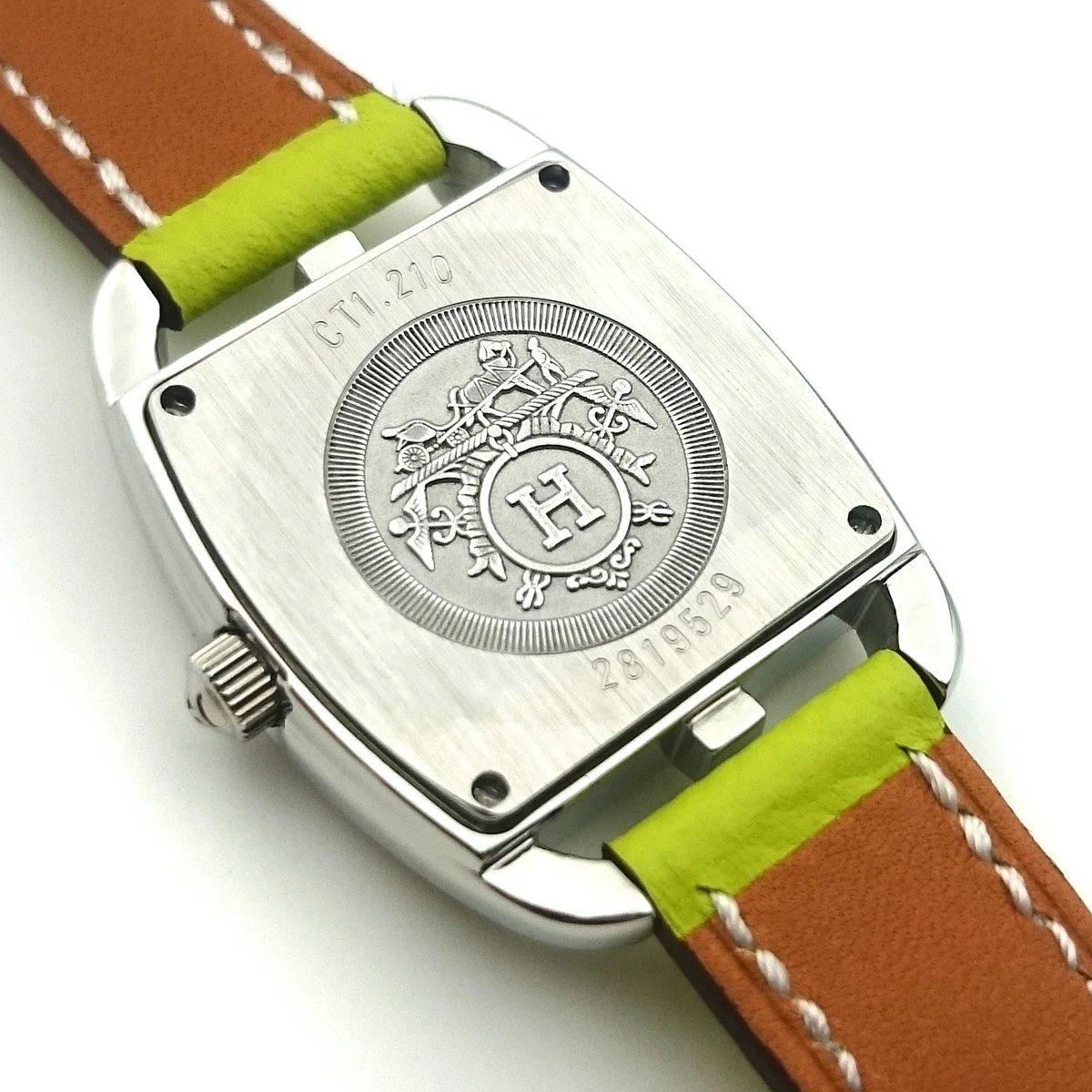 Cape Cod Tonneau Steel on Green Epsom Leather Strap