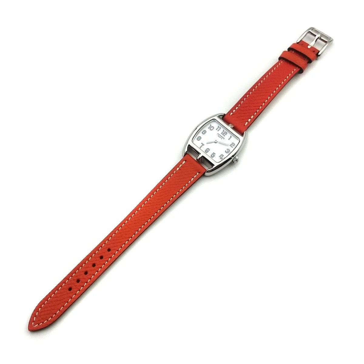 Cape Cod Tonneau Steel on Orange Epsom Leather Strap