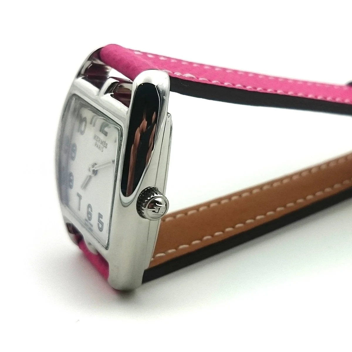 Cape Cod Tonneau Steel on Pink Epsom Leather Strap