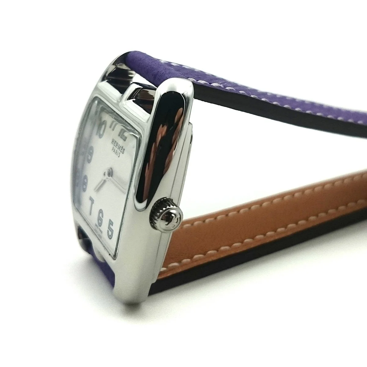Cape Cod Tonneau Steel on Purple Epsom Leather Strap